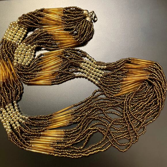 Boho Gold Beaded Layered Necklace - Picture 4 of 7